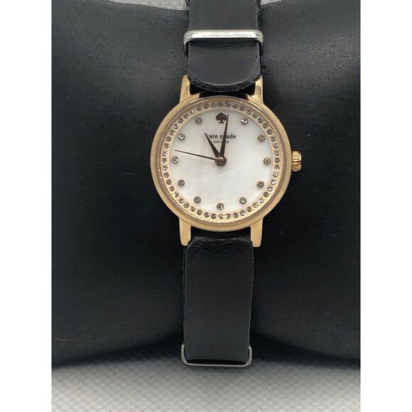 Kate Spade KSW1265 Women's Black Leather Analog Dial Quartz Genuine Watch KS270 - Picture 1 of 9